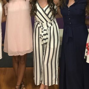 Black and white striped jumpsuit